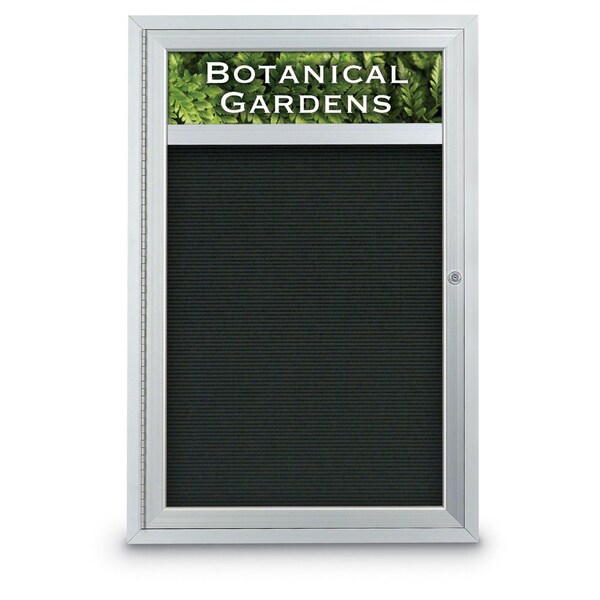 Indoor Enclosed Combo Board, 42"x32", Black Frame/Black Porc & Cloud